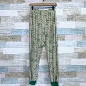 Disney Tinkerbell Thermal Jogger Pajama Pants Green Yellow Womens Medium 8 10